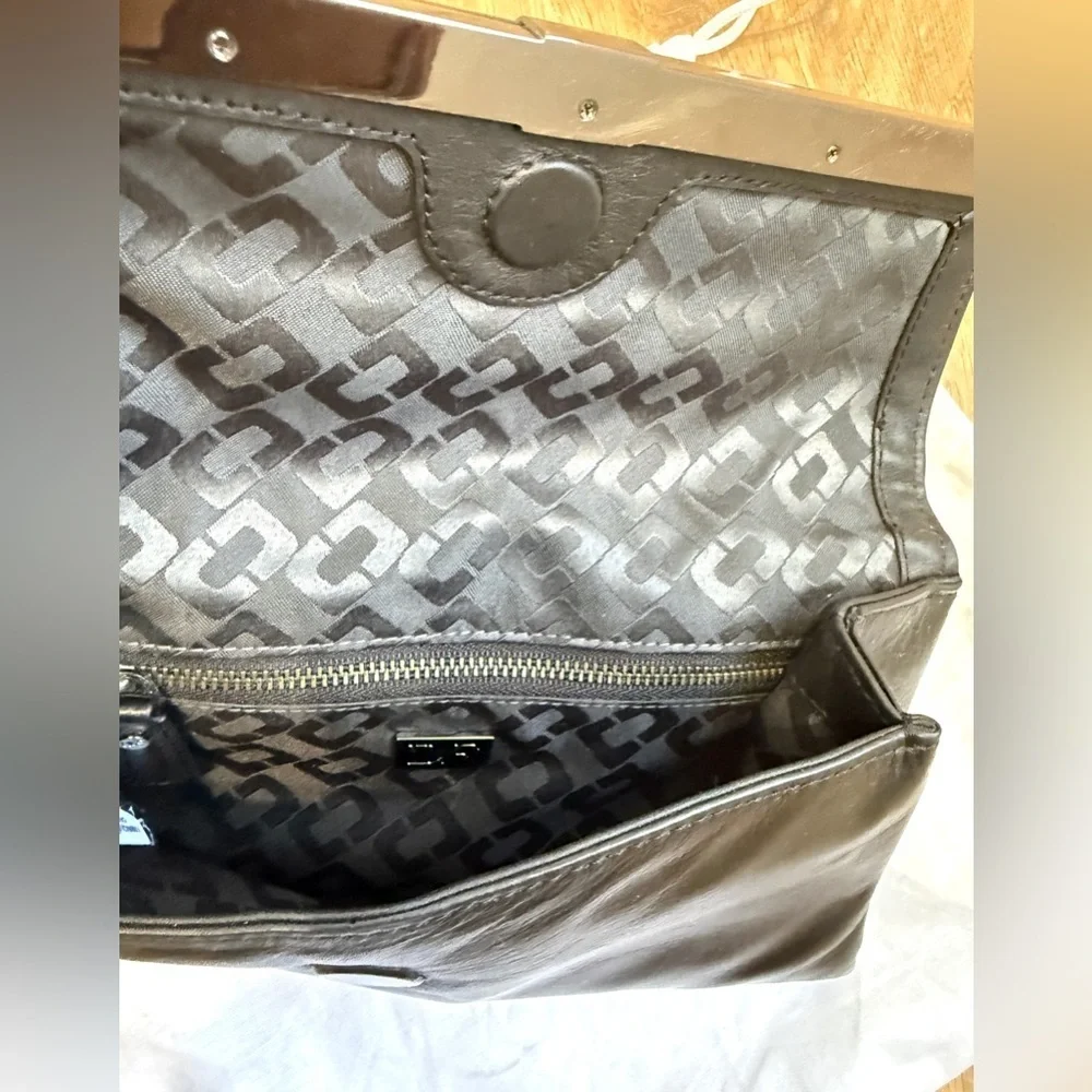 Diane von Furstenberg Black Leather Haircalf Clutch